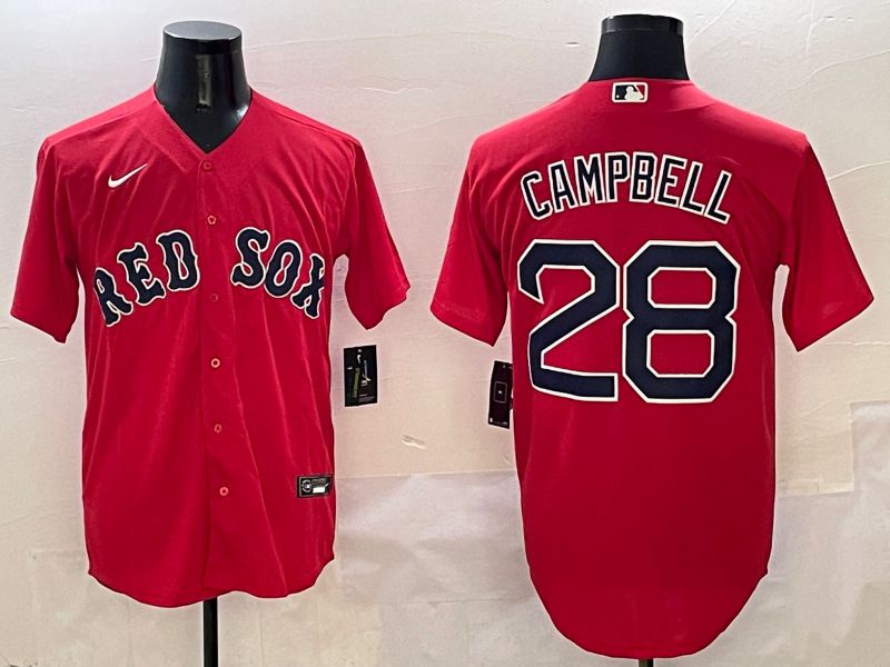 Men Boston Red Sox 28 Campbell Red Game 2025 Nike MLB Jersey style 2